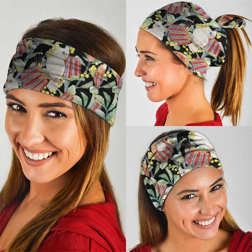 Little Corella Australia Cockatoo Neck Gaiter Cacatua Sanguinea Banksia Seamless Black - Aussie Hoodie