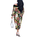Little Corella Australia Cockatoo Off The Shoulder Long Sleeve Dress Cacatua Sanguinea Banksia Seamless Black - Aussie Hoodie