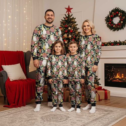 Little Corella Australia Cockatoo Christmas Pajama Set Cacatua Sanguinea Banksia Seamless Black - Aussie Hoodie