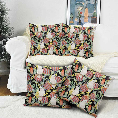 Little Corella Australia Cockatoo Pillow Cover Cacatua Sanguinea Banksia Seamless Black - Aussie Hoodie