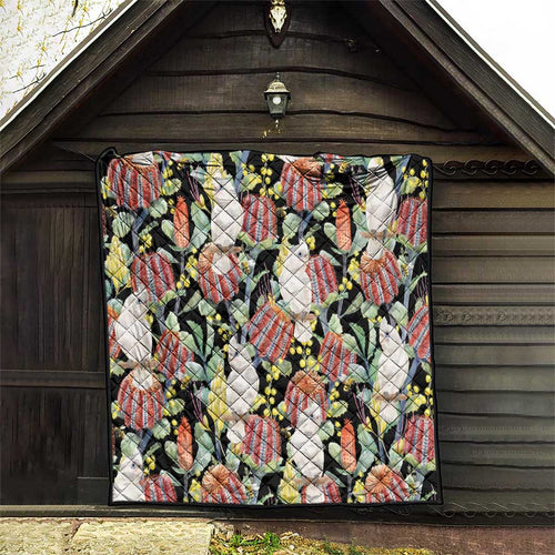Little Corella Australia Cockatoo Quilt Cacatua Sanguinea Banksia Seamless Black - Aussie Hoodie
