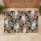 Little Corella Australia Cockatoo Rubber Doormat Cacatua Sanguinea Banksia Seamless Black - Aussie Hoodie