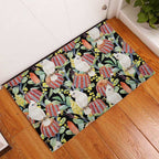 Little Corella Australia Cockatoo Rubber Doormat Cacatua Sanguinea Banksia Seamless Black - Aussie Hoodie
