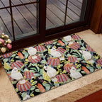 Little Corella Australia Cockatoo Rubber Doormat Cacatua Sanguinea Banksia Seamless Black - Aussie Hoodie