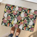 Little Corella Australia Cockatoo Rubber Doormat Cacatua Sanguinea Banksia Seamless Black - Aussie Hoodie