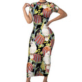 Little Corella Australia Cockatoo Short Sleeve Bodycon Dress Cacatua Sanguinea Banksia Seamless Black - Aussie Hoodie