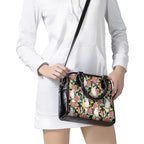Little Corella Australia Cockatoo Shoulder Handbag Cacatua Sanguinea Banksia Seamless Black - Aussie Hoodie