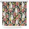 Little Corella Australia Cockatoo Shower Curtain Cacatua Sanguinea Banksia Seamless Black - Aussie Hoodie