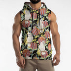 Little Corella Australia Cockatoo Sleeveless Hoodie Cacatua Sanguinea Banksia Seamless Black - Aussie Hoodie