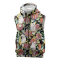 Little Corella Australia Cockatoo Sleeveless Zip Hoodie Cacatua Sanguinea Banksia Seamless Black LT14