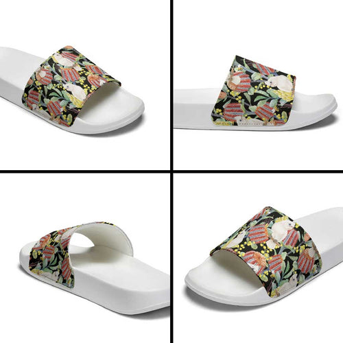 Little Corella Australia Cockatoo Slide Sandals Cacatua Sanguinea Banksia Seamless Black - Aussie Hoodie