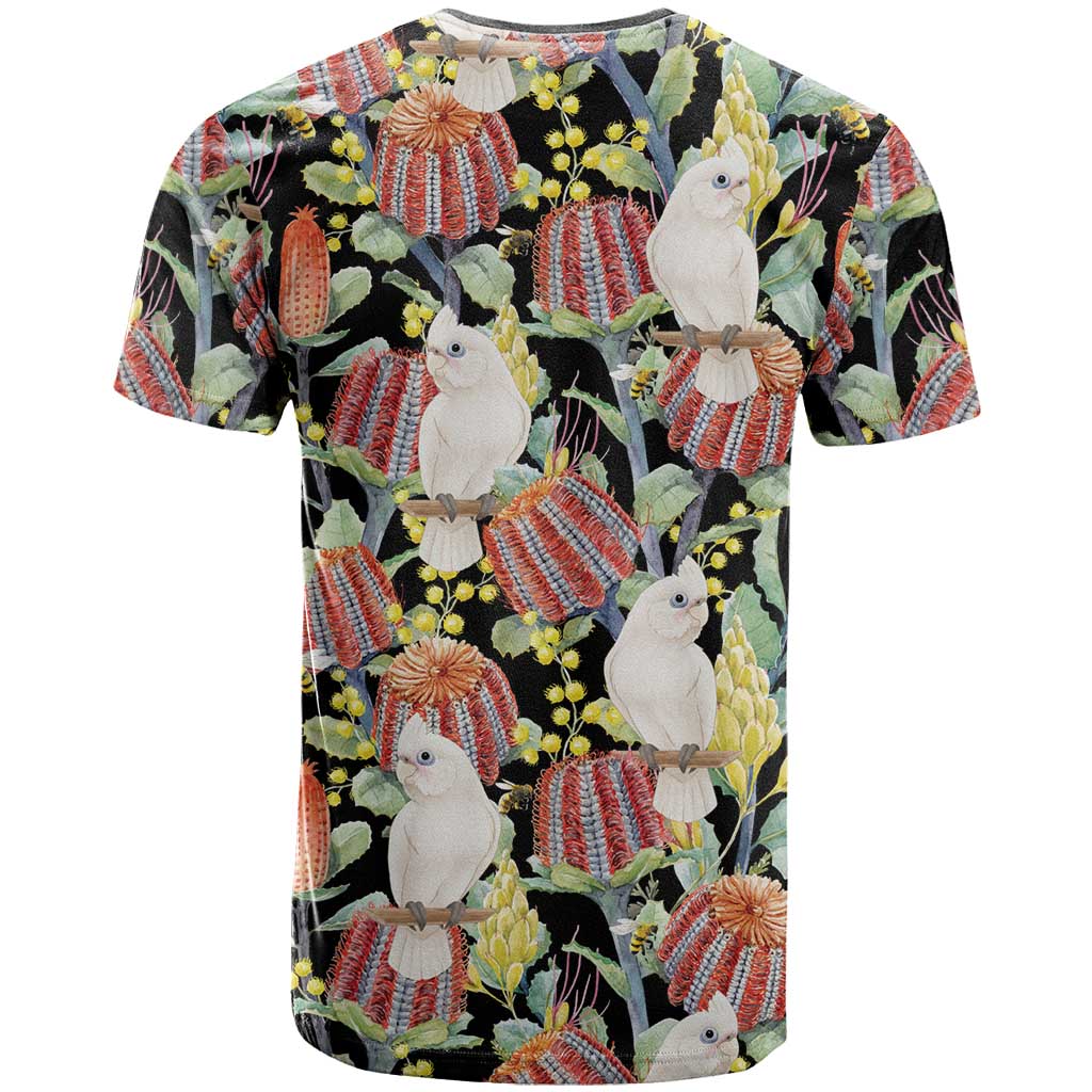 Little Corella Australia Cockatoo T Shirt Cacatua Sanguinea Banksia Seamless Black - Aussie Hoodie