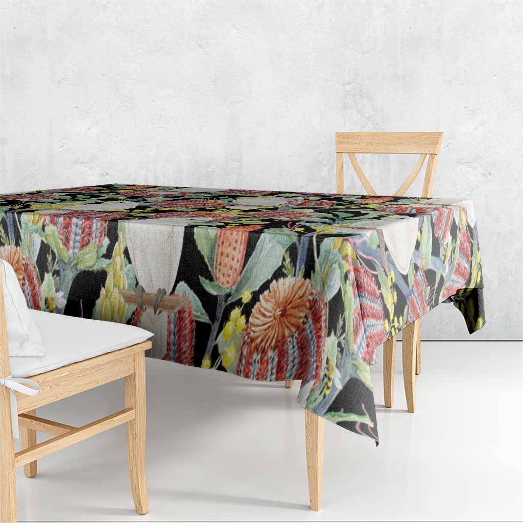 Little Corella Australia Cockatoo Tablecloth Cacatua Sanguinea Banksia Seamless Black - Aussie Hoodie