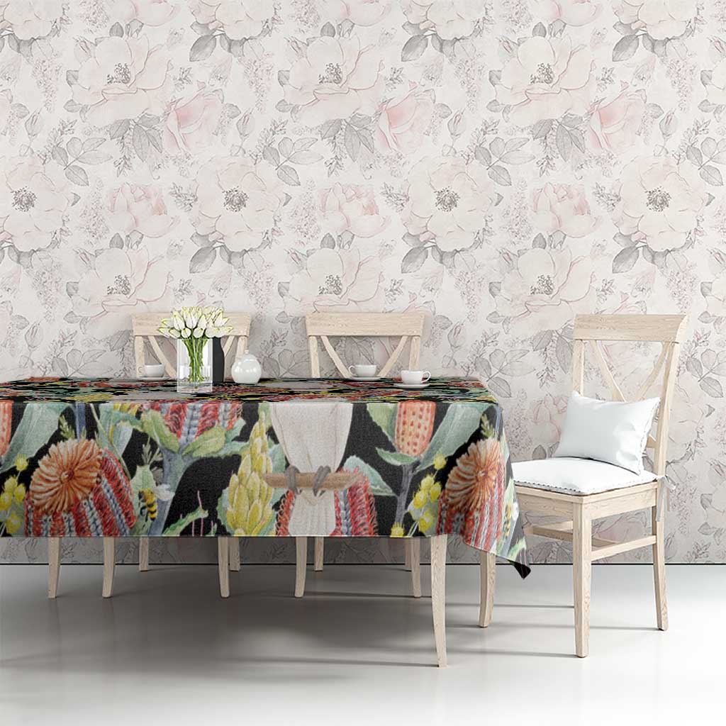 Little Corella Australia Cockatoo Tablecloth Cacatua Sanguinea Banksia Seamless Black - Aussie Hoodie