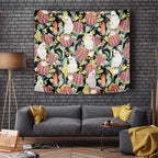 Little Corella Australia Cockatoo Tapestry Cacatua Sanguinea Banksia Seamless Black - Aussie Hoodie
