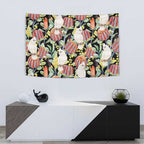 Little Corella Australia Cockatoo Tapestry Cacatua Sanguinea Banksia Seamless Black - Aussie Hoodie
