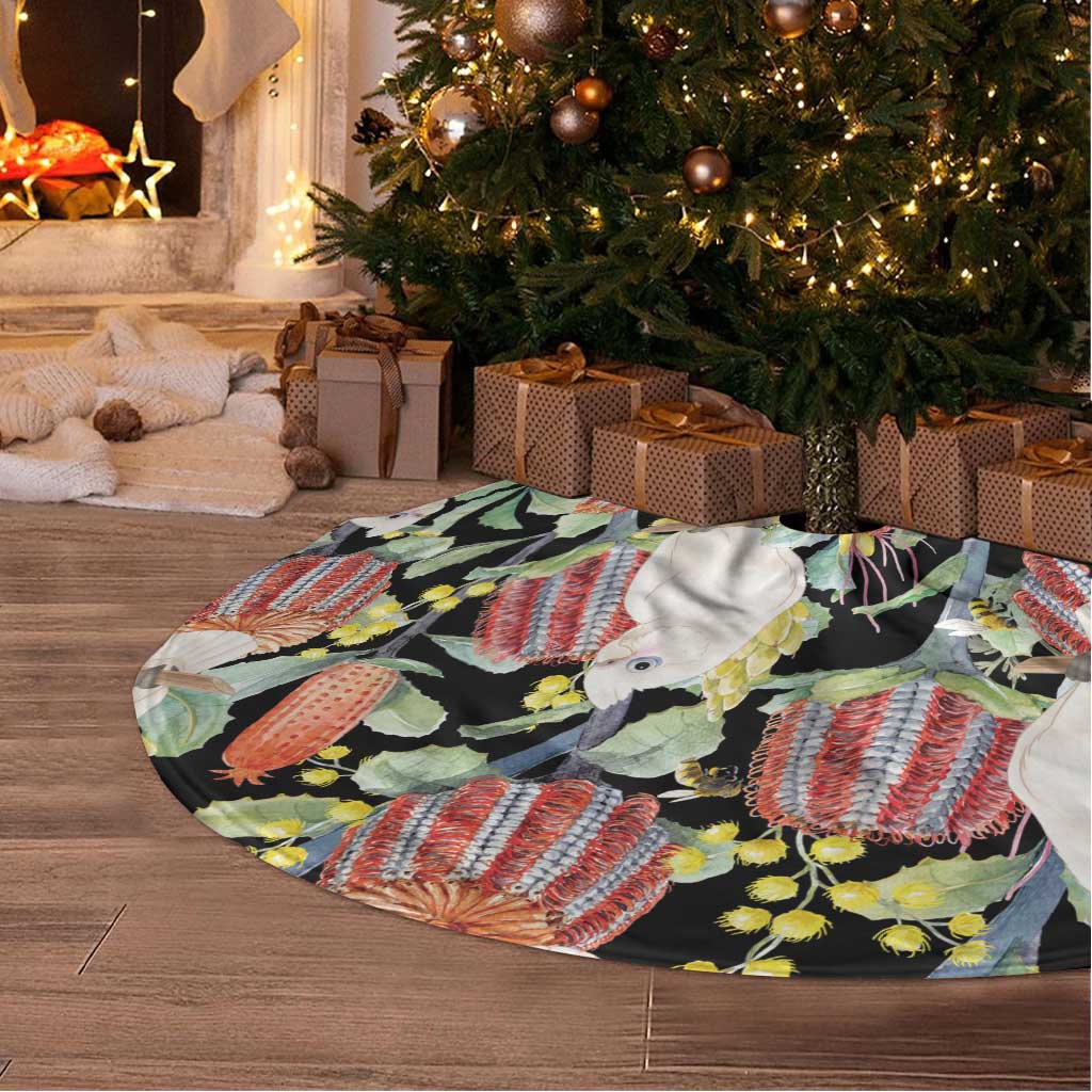 Little Corella Australia Cockatoo Tree Skirt Cacatua Sanguinea Banksia Seamless Black - Aussie Hoodie