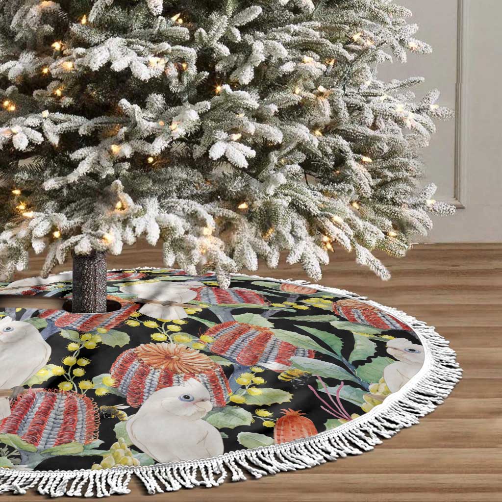 Little Corella Australia Cockatoo Tree Skirt Cacatua Sanguinea Banksia Seamless Black - Aussie Hoodie
