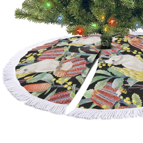Little Corella Australia Cockatoo Tree Skirt Cacatua Sanguinea Banksia Seamless Black - Aussie Hoodie