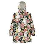 Little Corella Australia Cockatoo Wearable Blanket Hoodie Cacatua Sanguinea Banksia Seamless Black - Aussie Hoodie