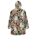 Little Corella Australia Cockatoo Wearable Blanket Hoodie Cacatua Sanguinea Banksia Seamless Black - Aussie Hoodie