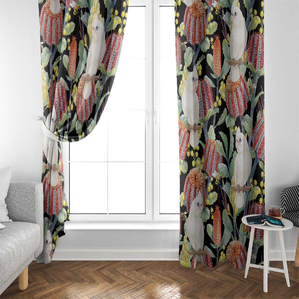 Little Corella Australia Cockatoo Window Curtain Cacatua Sanguinea Banksia Seamless Black - Aussie Hoodie