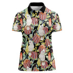 Little Corella Australia Cockatoo Women Polo Shirt Cacatua Sanguinea Banksia Seamless Black - Aussie Hoodie