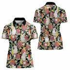 Little Corella Australia Cockatoo Women Polo Shirt Cacatua Sanguinea Banksia Seamless Black - Aussie Hoodie