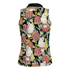 Little Corella Australia Cockatoo Women Sleeveless Polo Shirt Cacatua Sanguinea Banksia Seamless Black - Aussie Hoodie