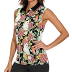Little Corella Australia Cockatoo Women Sleeveless Polo Shirt Cacatua Sanguinea Banksia Seamless Black - Aussie Hoodie