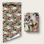 Little Corella Australia Cockatoo Wrapping Paper Cacatua Sanguinea Banksia Seamless Black - Aussie Hoodie