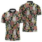 Little Corella Australia Cockatoo Zipper Polo Shirt Cacatua Sanguinea Banksia Seamless Black - Aussie Hoodie