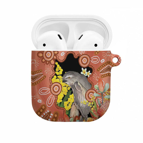 Australia Tawny Frogmouth AirPods Case Golden Wattle Banksia Aboriginal Art - Aussie Hoodie