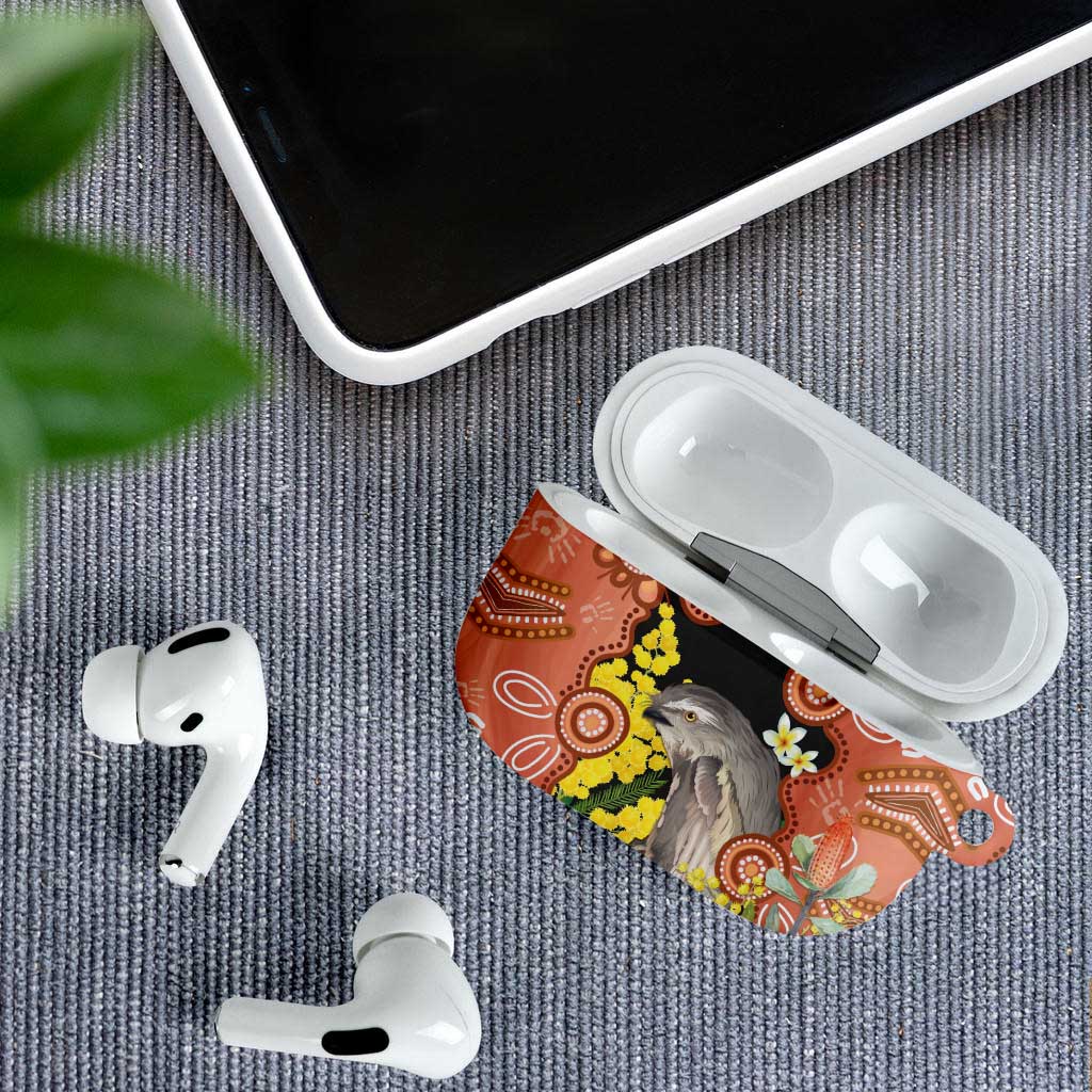 Australia Tawny Frogmouth AirPods Case Golden Wattle Banksia Aboriginal Art - Aussie Hoodie