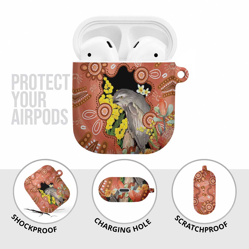 Australia Tawny Frogmouth AirPods Case Golden Wattle Banksia Aboriginal Art - Aussie Hoodie