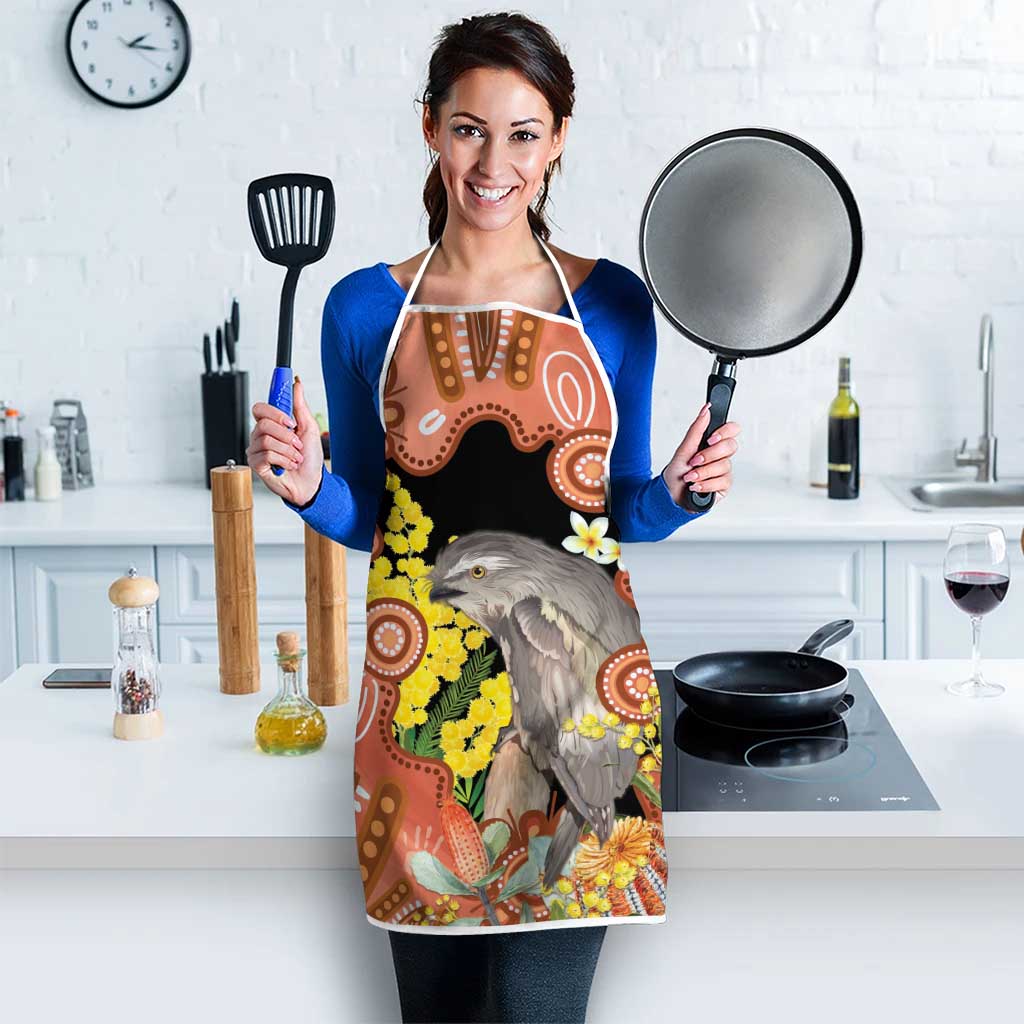 Australia Tawny Frogmouth Apron Golden Wattle Banksia Aboriginal Art - Aussie Hoodie