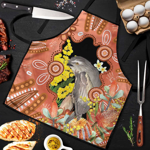 Australia Tawny Frogmouth Apron Golden Wattle Banksia Aboriginal Art - Aussie Hoodie