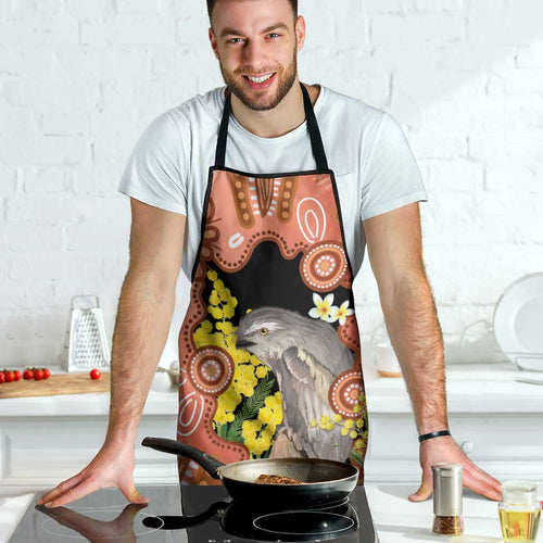 Australia Tawny Frogmouth Apron Golden Wattle Banksia Aboriginal Art - Aussie Hoodie