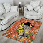 Australia Tawny Frogmouth Area Rug Golden Wattle Banksia Aboriginal Art - Aussie Hoodie
