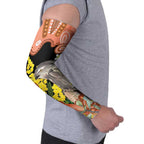 Australia Tawny Frogmouth Arm Sleeves Golden Wattle Banksia Aboriginal Art - Aussie Hoodie
