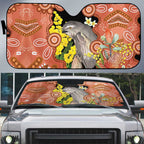 Australia Tawny Frogmouth Auto Sun Shade Golden Wattle Banksia Aboriginal Art - Aussie Hoodie