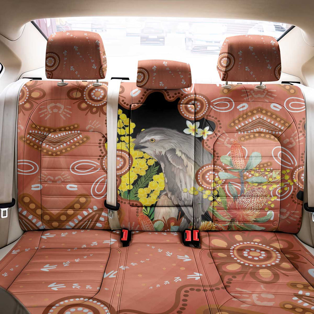 Australia Tawny Frogmouth Back Car Seat Cover Golden Wattle Banksia Aboriginal Art - Aussie Hoodie