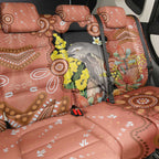 Australia Tawny Frogmouth Back Car Seat Cover Golden Wattle Banksia Aboriginal Art - Aussie Hoodie