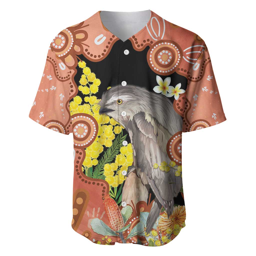 Australia Tawny Frogmouth Baseball Jersey Golden Wattle Banksia Aboriginal Art - Aussie Hoodie