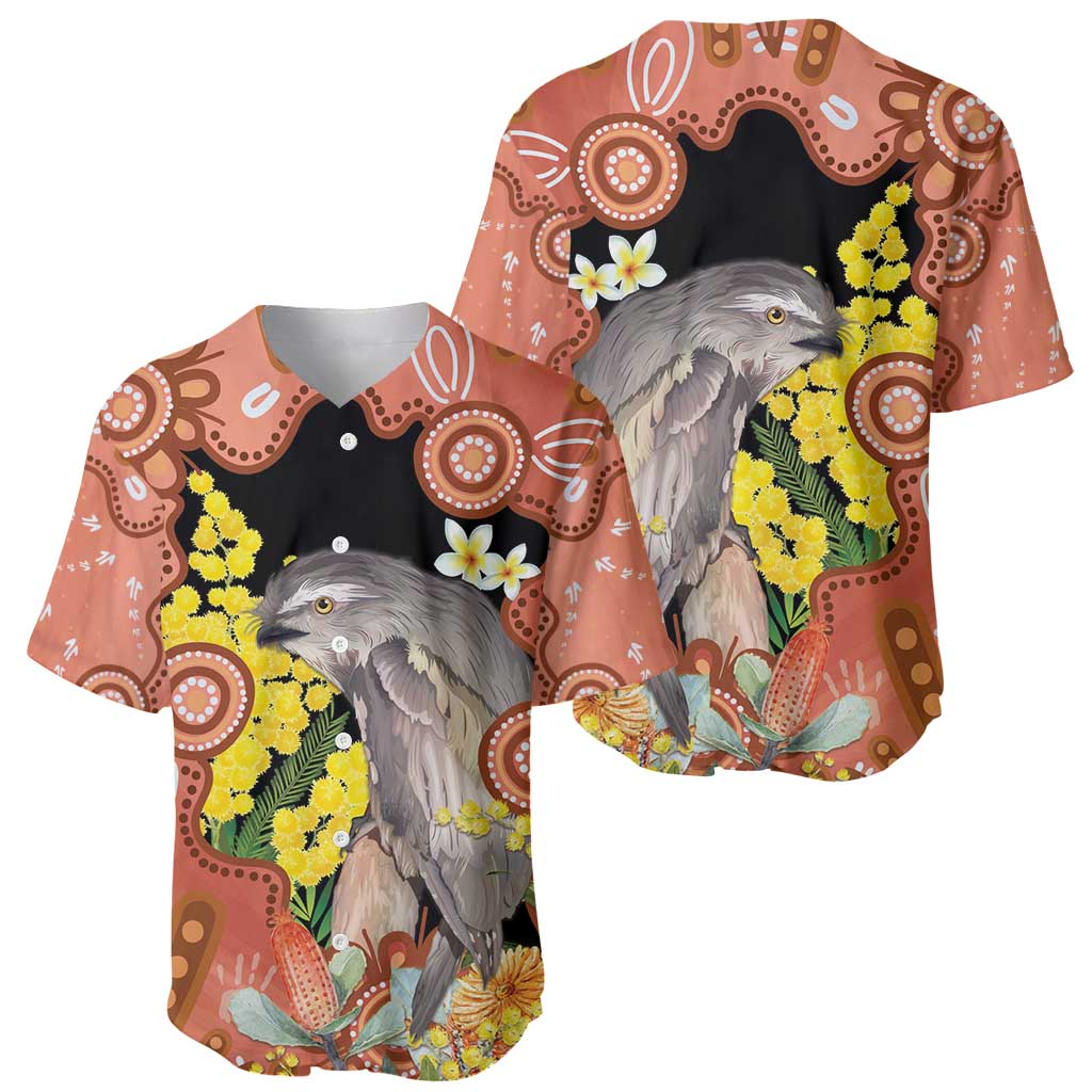 Australia Tawny Frogmouth Baseball Jersey Golden Wattle Banksia Aboriginal Art - Aussie Hoodie