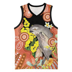 Australia Tawny Frogmouth Basketball Jersey Golden Wattle Banksia Aboriginal Art - Aussie Hoodie