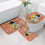 Australia Tawny Frogmouth Bathroom Set Golden Wattle Banksia Aboriginal Art - Aussie Hoodie