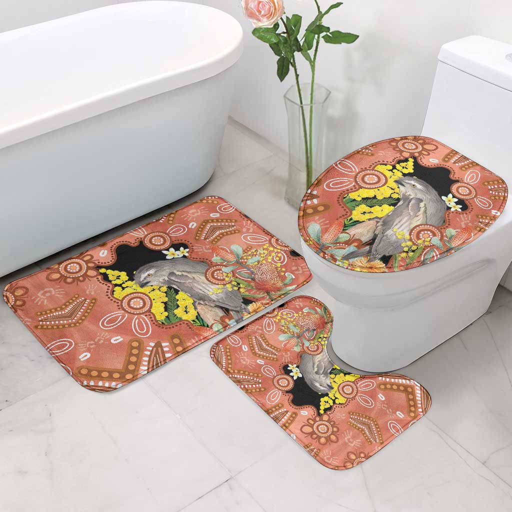 Australia Tawny Frogmouth Bathroom Set Golden Wattle Banksia Aboriginal Art - Aussie Hoodie