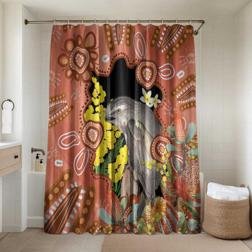 Australia Tawny Frogmouth Bathroom Set Golden Wattle Banksia Aboriginal Art - Aussie Hoodie