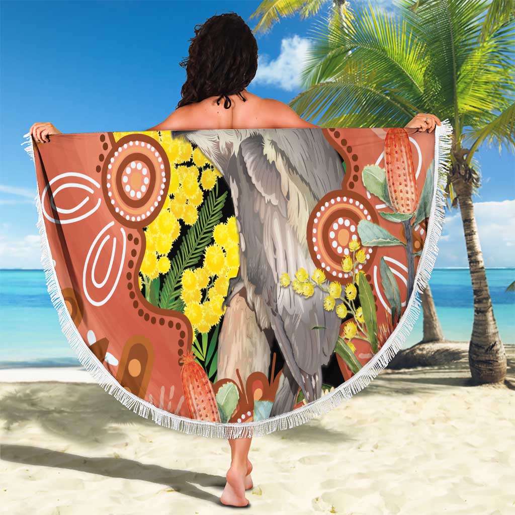 Australia Tawny Frogmouth Beach Blanket Golden Wattle Banksia Aboriginal Art - Aussie Hoodie